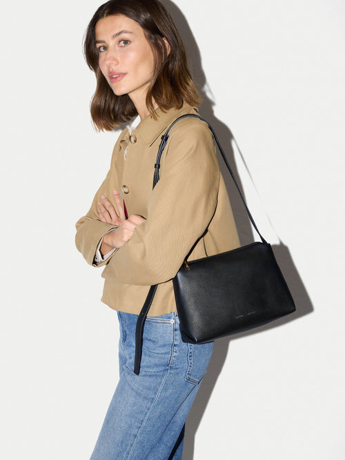 Bella Leather Cross Body Bag | Black