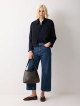 Leather Fold Over Shoulder Bag | Brown