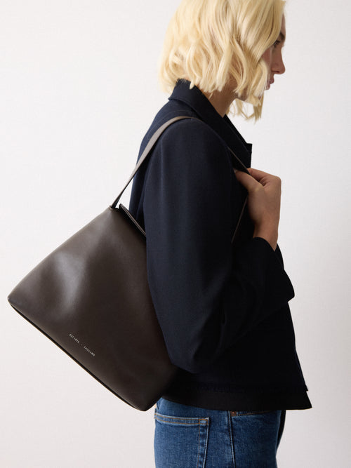 Leather Fold Over Shoulder Bag | Brown