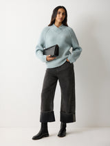 Leather Fold Over Clutch Bag | Black