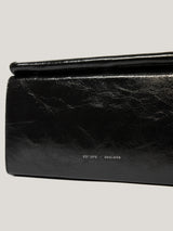 Leather Fold Over Clutch Bag | Black