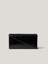 Leather Fold Over Clutch Bag | Black
