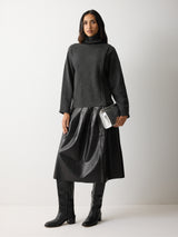 Leather Fold Over Clutch Bag | Silver