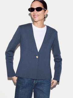 Minimalist Knit Jacket | Blue