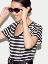 Cotton Slub Stripe Baby T-shirt | Navy