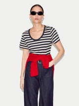 Cotton Slub Stripe Baby T-shirt | Navy