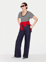 Cotton Slub Stripe Baby T-shirt | Navy