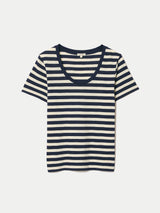 Cotton Slub Stripe Baby T-shirt | Navy
