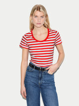 Cotton Slub Stripe Baby T-shirt | Red