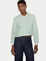 Textured Slub Polo Collar Top | Light Green