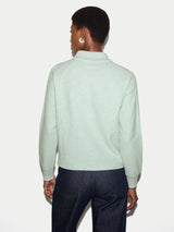 Textured Slub Polo Collar Top | Light Green