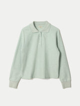 Textured Slub Polo Collar Top | Light Green