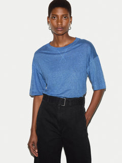 Linen Boxy T-shirt | Blue