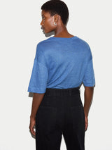 Linen Boxy T-shirt | Blue