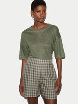 Linen Boxy T-shirt | Khaki