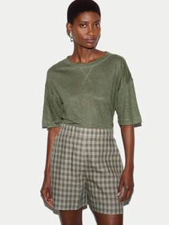 Linen Boxy T-shirt | Khaki