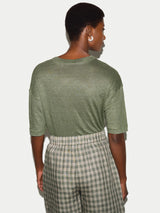 Linen Boxy T-shirt | Khaki