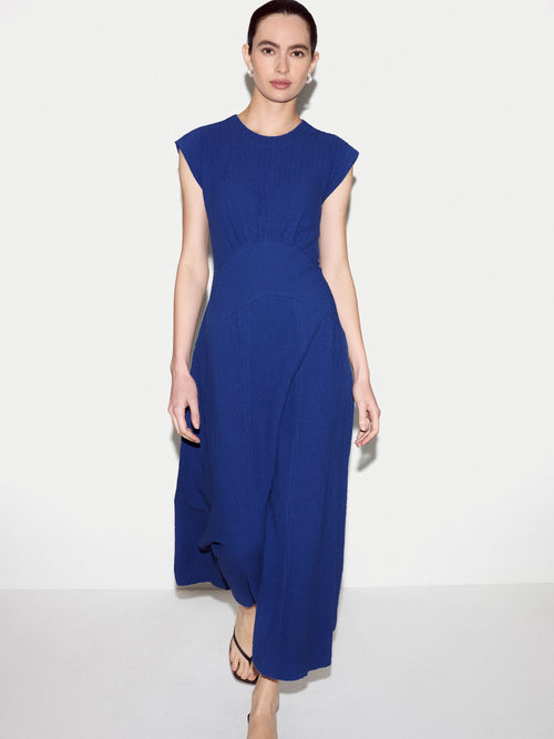 Crinkle Cotton Dress | Blue