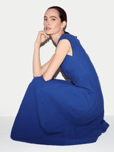 Crinkle Cotton Dress | Blue