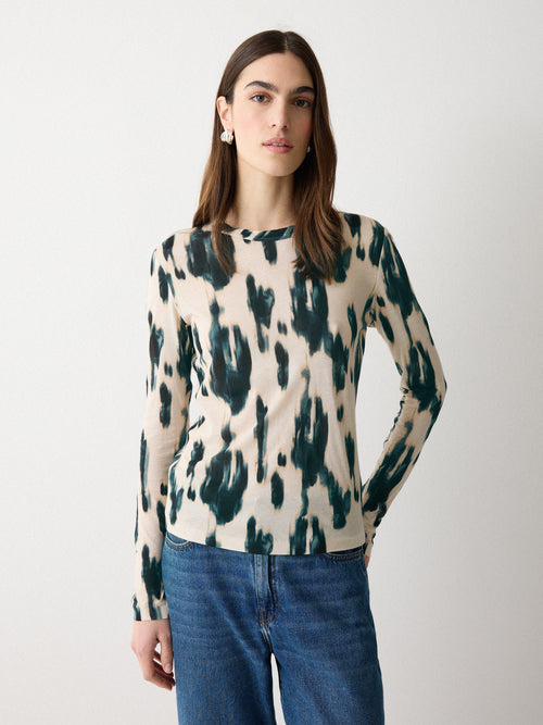 Ikat Long Sleeve Jersey T-shirt | Cream