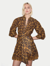 Batik Cotton Button Mini Dress | Yellow