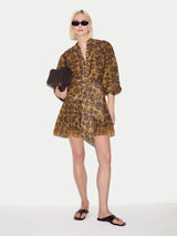 Batik Cotton Button Mini Dress | Yellow