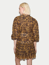 Batik Cotton Button Mini Dress | Yellow