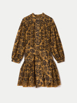 Batik Cotton Button Mini Dress | Yellow