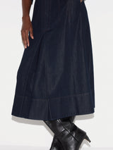 Chambray Zip Front Midi Dress | Indigo