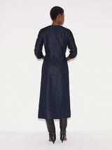 Chambray Zip Front Midi Dress | Indigo