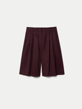 Cotton Double Pleated Short | Purple