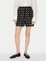 Geo Check Linen Short | Black