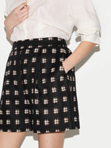 Geo Check Linen Short | Black