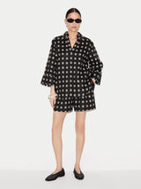 Geo Check Linen Short | Black