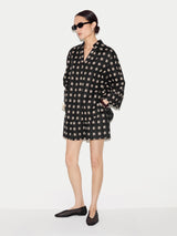 Geo Check Linen Short | Black