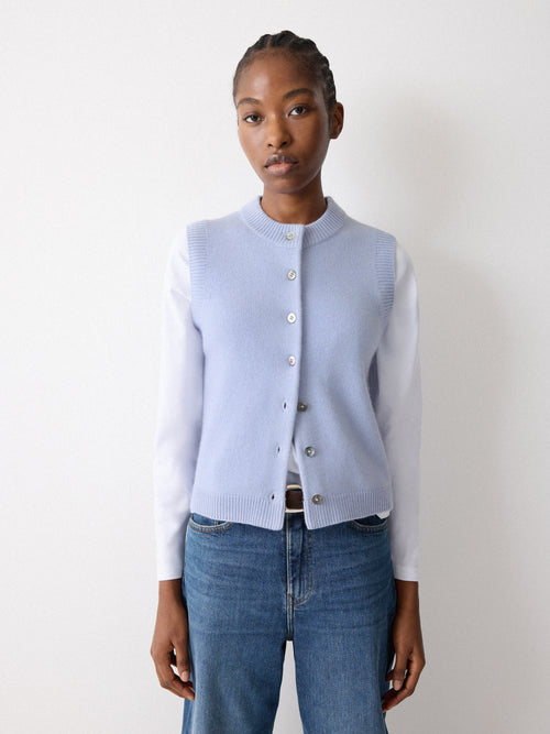 Wool Cashmere Blend Waistcoat | Blue