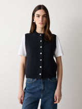 Wool Cashmere Blend Waistcoat | Navy