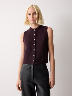 Wool Cashmere Blend Waistcoat | Purple