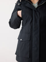 Faux Fur Trim Hooded Parka | Navy