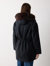 Faux Fur Trim Hooded Parka | Navy