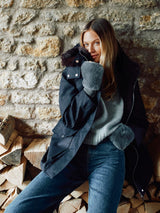 Faux Fur Trim Hooded Parka | Navy