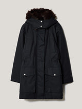 Faux Fur Trim Hooded Parka | Navy