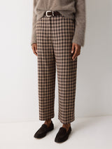 Dale Linen Check Trouser | Brown