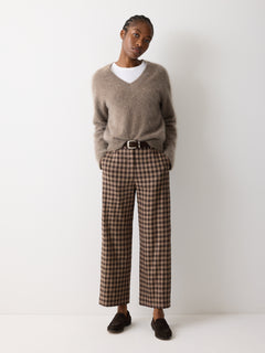 Dale Linen Check Trouser | Brown