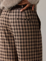Dale Linen Check Trouser | Brown