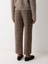 Dale Linen Check Trouser | Brown