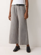 Mara Linen Checked Trouser | Grey