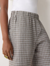 Mara Linen Checked Trouser | Grey