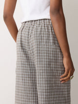 Mara Linen Checked Trouser | Grey