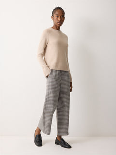 Mara Linen Checked Trouser | Grey